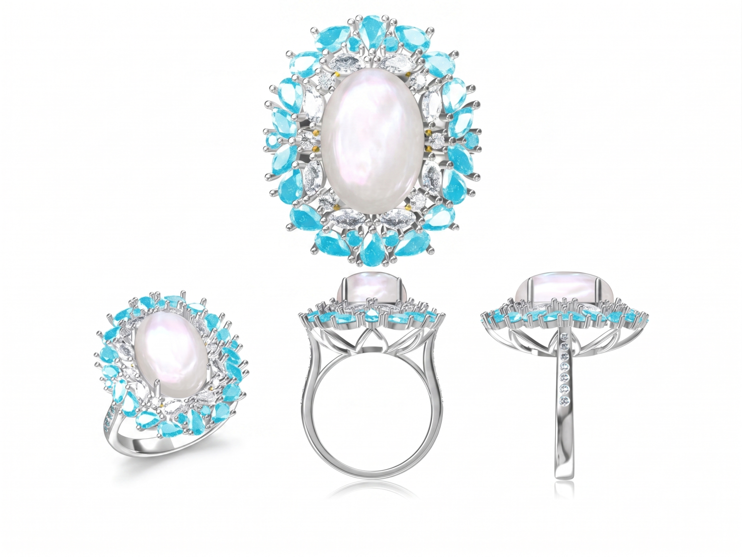 Opal with Blue Sapphire Ring / HK25070406-R