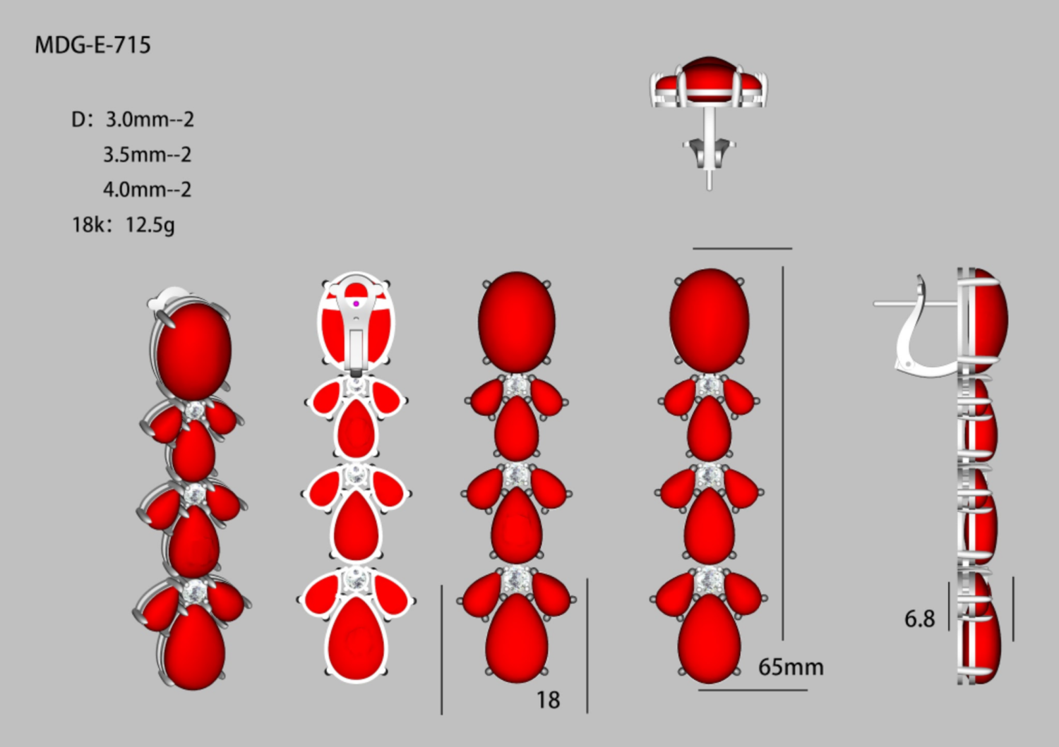MDG-E-715(PK-166E) / Ruby Earrings